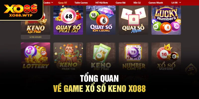 Tổng quan về game xổ số keno Xo88